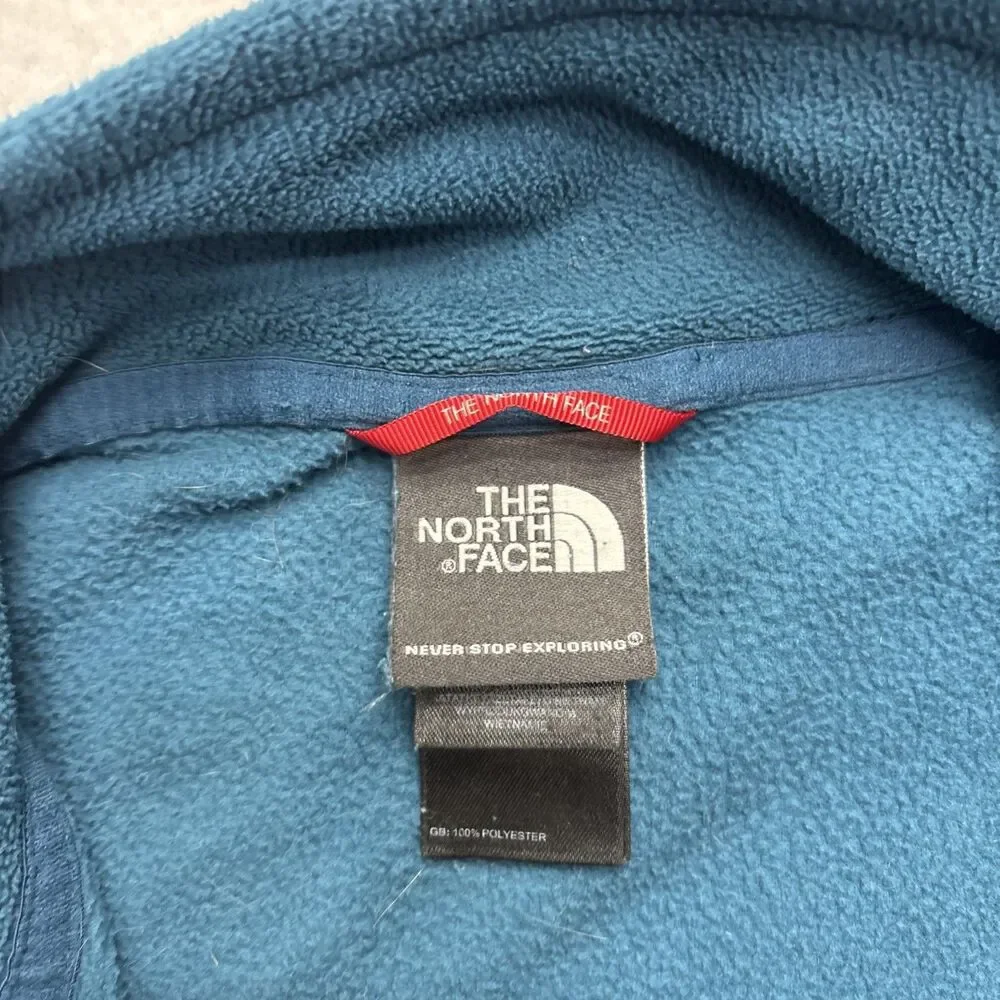 North Face Jacket Mens Large Blue Polartec Fleece Quarter Zip Pullover Hiking